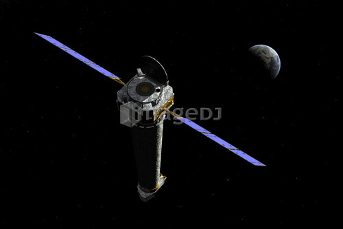 The Chandra X-ray Observatory as it may appear about 50,000 miles from Earth.