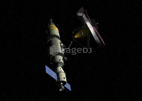 Orbital maintenance platform rendezvous with the James Webb Space Telescope.