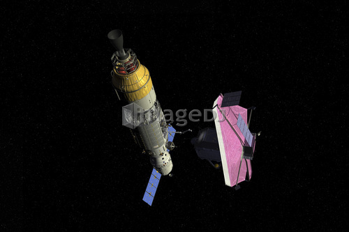 Orbital maintenance platform rendezvous with the James Webb Space Telescope.