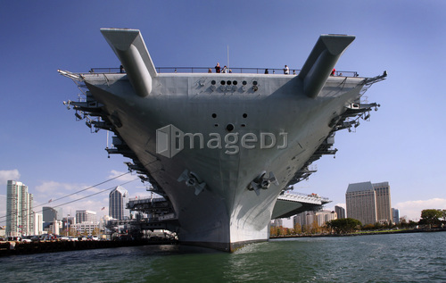 The USS Midway berthed pierside.
