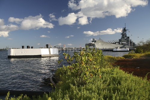 USS Missouri berthed pierside at Ford Island, Oahu, Hawaii.