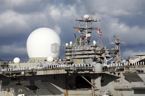 Sea Based X-band Radar appears to be part of the USS Abraham Lincoln.