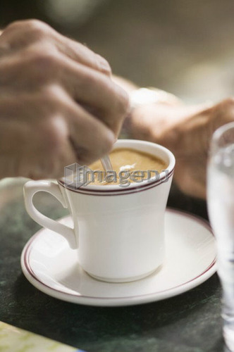 Senior caucasian male hands and coffee, B.C.