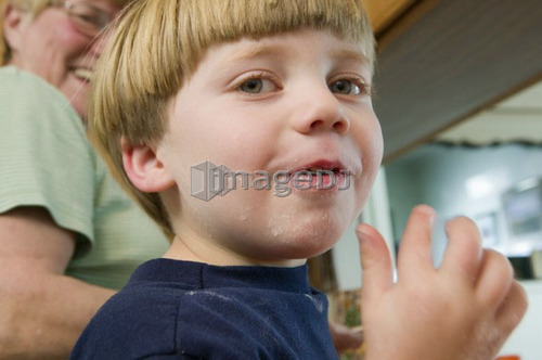 Young Boy Helping to Make a Pumpkin Pie, Vancouver, B.C.