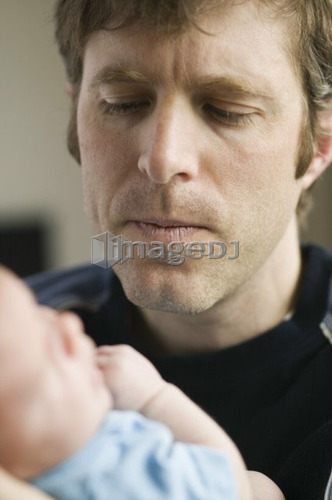 One Month Old Baby Boy With Dad, West Vancouver, B.C.