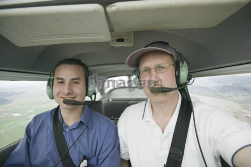 Pilots in a Cessna 172 In Flight, Vancouver, B.C.