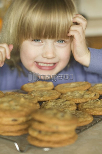 4 Year Old Girl Making Chocolate Chip Cookies, West Vancouver, B.C.