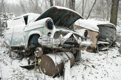 View of automobile in junkyard, Montérégie region, Quebec