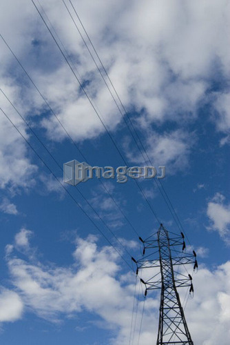 High-Voltage Power lines on a cloudy day, Victoria, BC