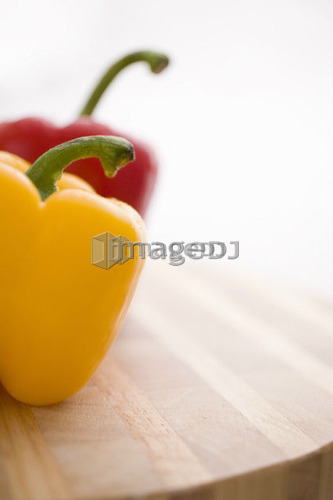 Soft focus yellow and red pepper