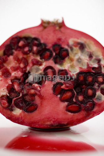 Close-up cross section of pomegranate
