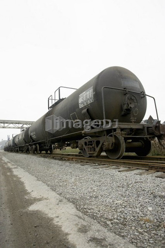 Train in industrial setting, Hamilton, Ontario.