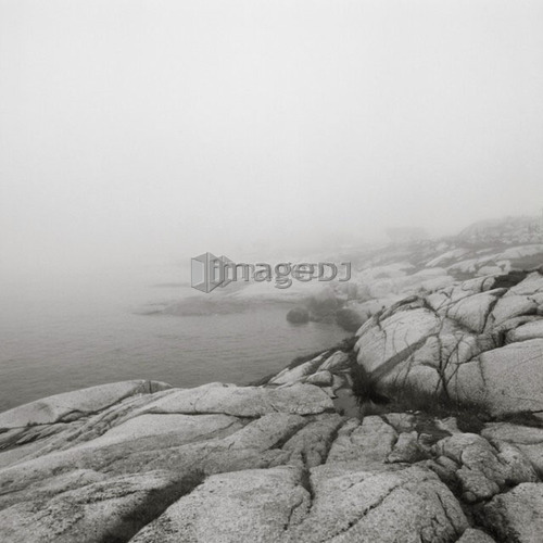 Rock Beach In Fog, Peggy's Cove, Nova Scotia.