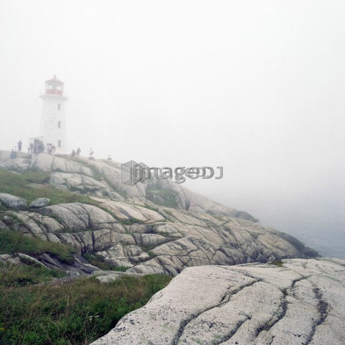 Lighthouse In Fog, Peggy's Cove, Nova Scotia.
