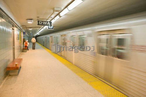 Subway train leaving station, Toronto