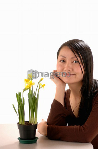 Asian Young girl w/Flower, Regina, Saskatchewan