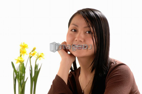 Asian Young girl w/Flower, Regina, Saskatchewan