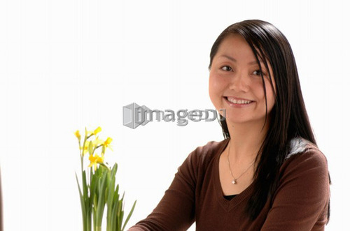 Asian Young girl w/Flower, Regina, Saskatchewan