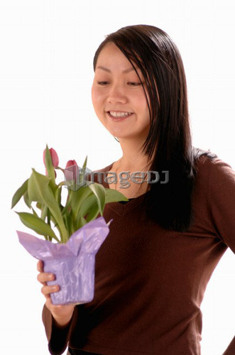 Asian Young girl w/Flower, Regina, Saskatchewan