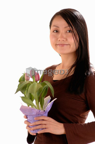 Asian Young girl w/Flower, Regina, Saskatchewan