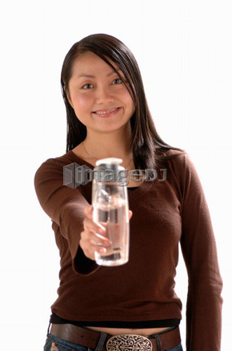 Asian Young girl w/water bottle, Regina, Saskatchewan