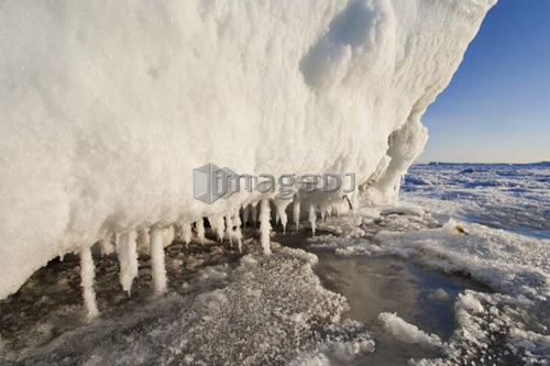 View of ice floe and St.Lawrence river, Cap-Chat, Gaspesie, Quebec