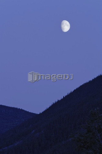 View of moon and mountains, Gaspesie, Quebec