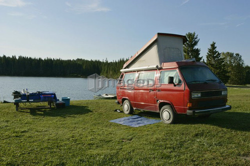 Camper at etang-a-la-Truite (Trout pond), Gaspesie, Quebec