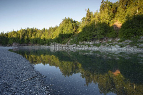 View of Bonaventure river at sunrise, Gaspesie, Quebec