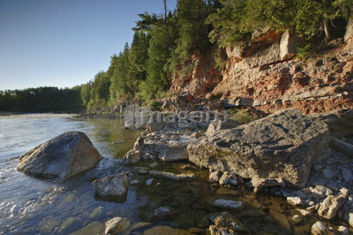 View of Bonaventure river at sunrise, Gaspesie, Quebec