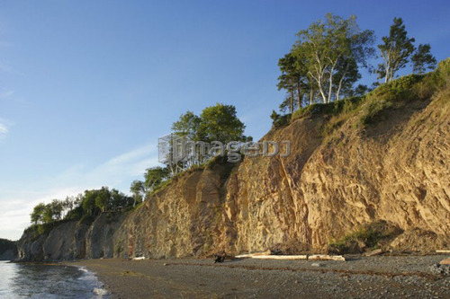 View of cliff at sunset, New Richmond, Gaspesie, Quebec