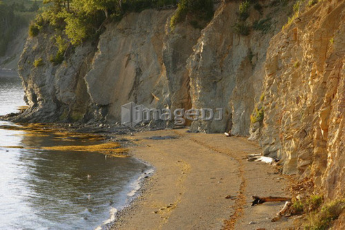 View of cliff at sunset, New Richmond, Gaspesie, Quebec