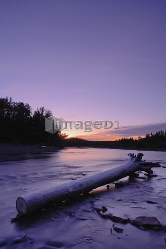 View of Petite Cascapédia river near New Richmond at twilight, Gaspesie, Quebec