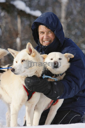 View of Musher with its Dog Sled, Marsoui, Gaspesie, Quebec