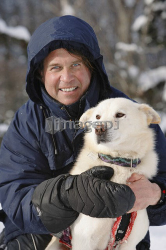 View of Musher with its Dog Sled, Marsoui, Gaspesie, Quebec
