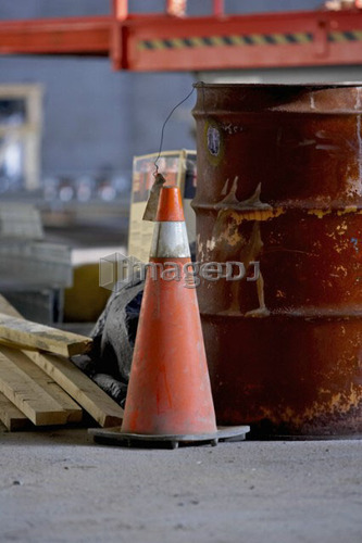Pylon on a construction site; Canada, Ontario, Hamilton (Composting Facility)
