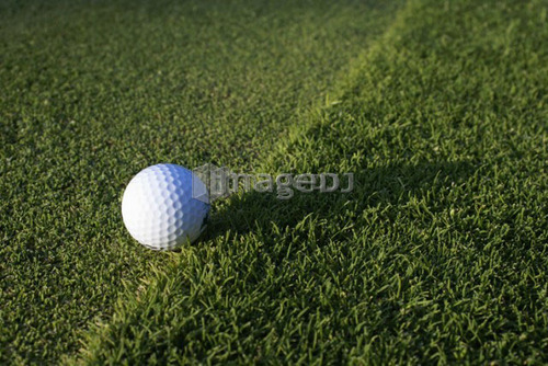 Golf ball on organic golf course; Canada, Manitoba, Riding Mountain National Park