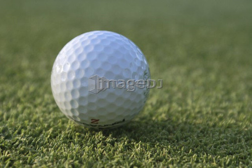 Golf ball on organic golf course; Canada, Manitoba, Riding Mountain National Park