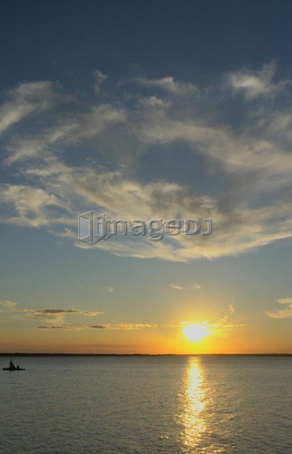 Clear Lake at sunset; Canada, Manitoba, Riding Mountain National Park