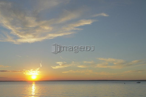 Clear Lake at sunset; Canada, Manitoba, Riding Mountain National Park