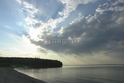 Clear Lake at sunset; Canada, Manitoba, Riding Mountain National Park