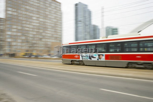 Electric Streetcar, Toronto Transit System, no carbon emissions; Canada, Ontario, Toronto