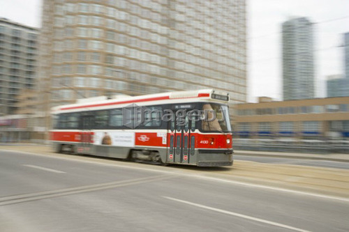 Electric Streetcar, Toronto Transit System, no carbon emissions; Canada, Ontario, Toronto