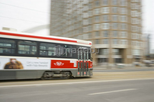 Electric Streetcar, Toronto Transit System, no carbon emissions; Canada, Ontario, Toronto