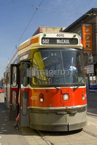 Electric Streetcar, Toronto Transit System, no carbon emissions; Canada, Ontario, Toronto