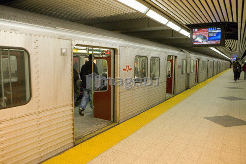 Electric Subway cars in station, Toronto Transit ; Canada, Ontario, Toronto