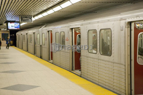 Electric Subway cars in station, Toronto Transit ; Canada, Ontario, Toronto