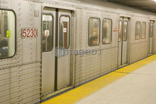 Electric Subway cars in station, Toronto Transit ; Canada, Ontario, Toronto