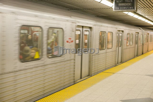 Electric Subway cars in station, Toronto Transit ; Canada, Ontario, Toronto