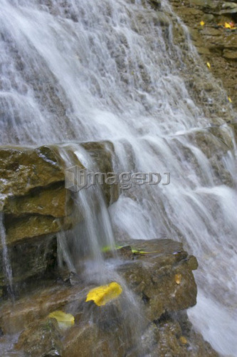 Detail of a water falling over rocky ledge, Canada, Ontario, Hamilton